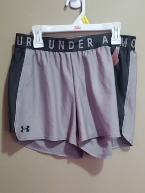 Under Armour Women’s Light Gray and Black Athletic Shorts